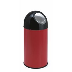 Afvalbak met pushdeksel 40 ltr - rood/ zwart