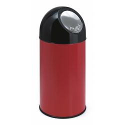 Afvalbak met pushdeksel en binnenemmer 40 ltr - rood/ zwart