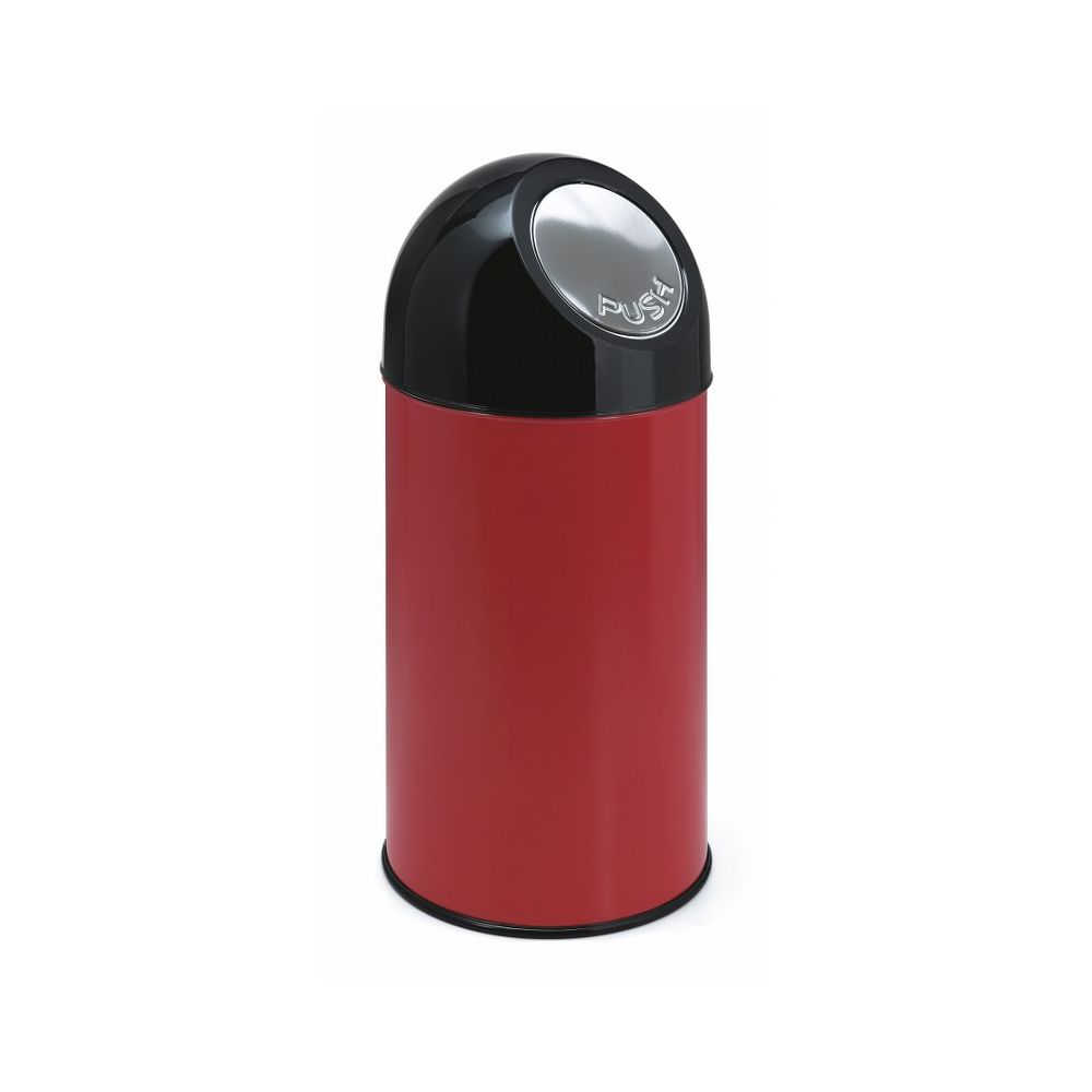 Afvalbak met pushdeksel en binnenemmer 40 ltr - rood/ zwart