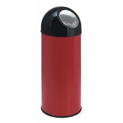 Afvalbak met pushdeksel en binnenemmer 55 ltr - rood/ zwart
