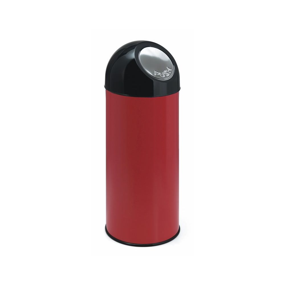 Afvalbak met pushdeksel en binnenemmer 55 ltr - rood/ zwart