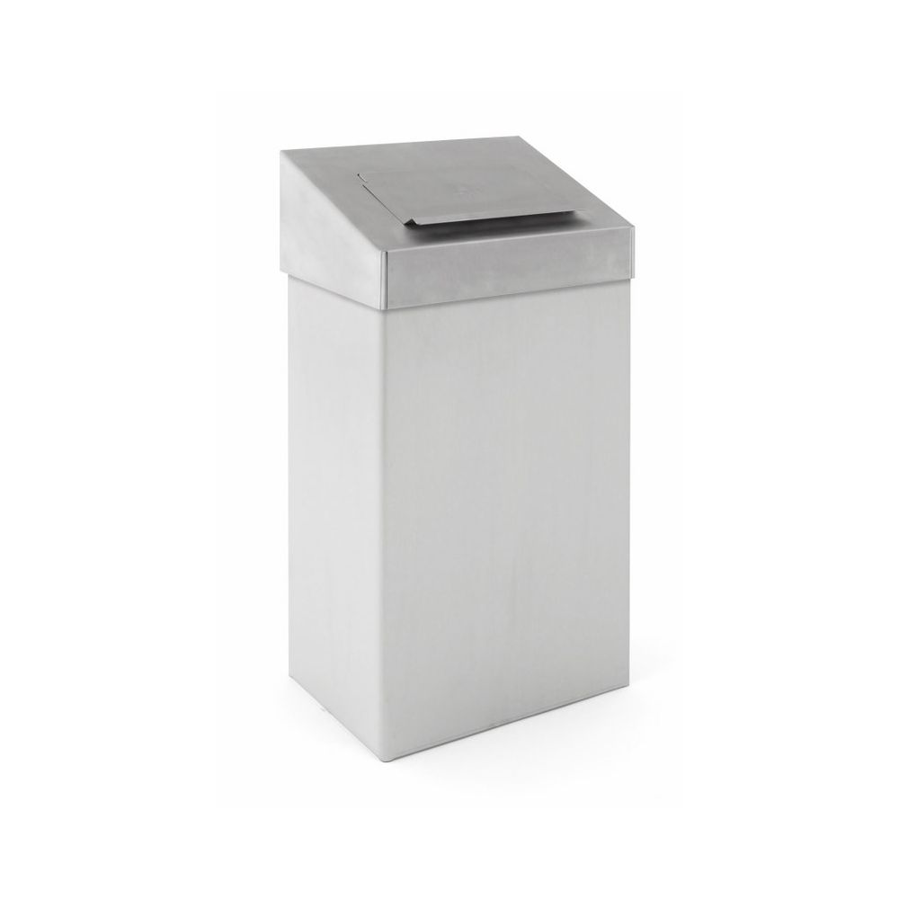 Afvalbak met hygiënische top, 18 ltr - mat RVS