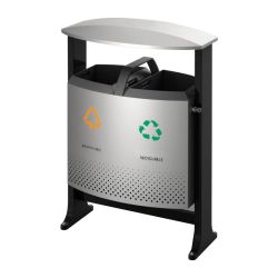 Buitenafvalbak afvalscheiding 2x39 - aluminiumgrijs/zwart