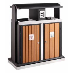 Buitenafvalbak afvalscheiding 2x50 - houtlook