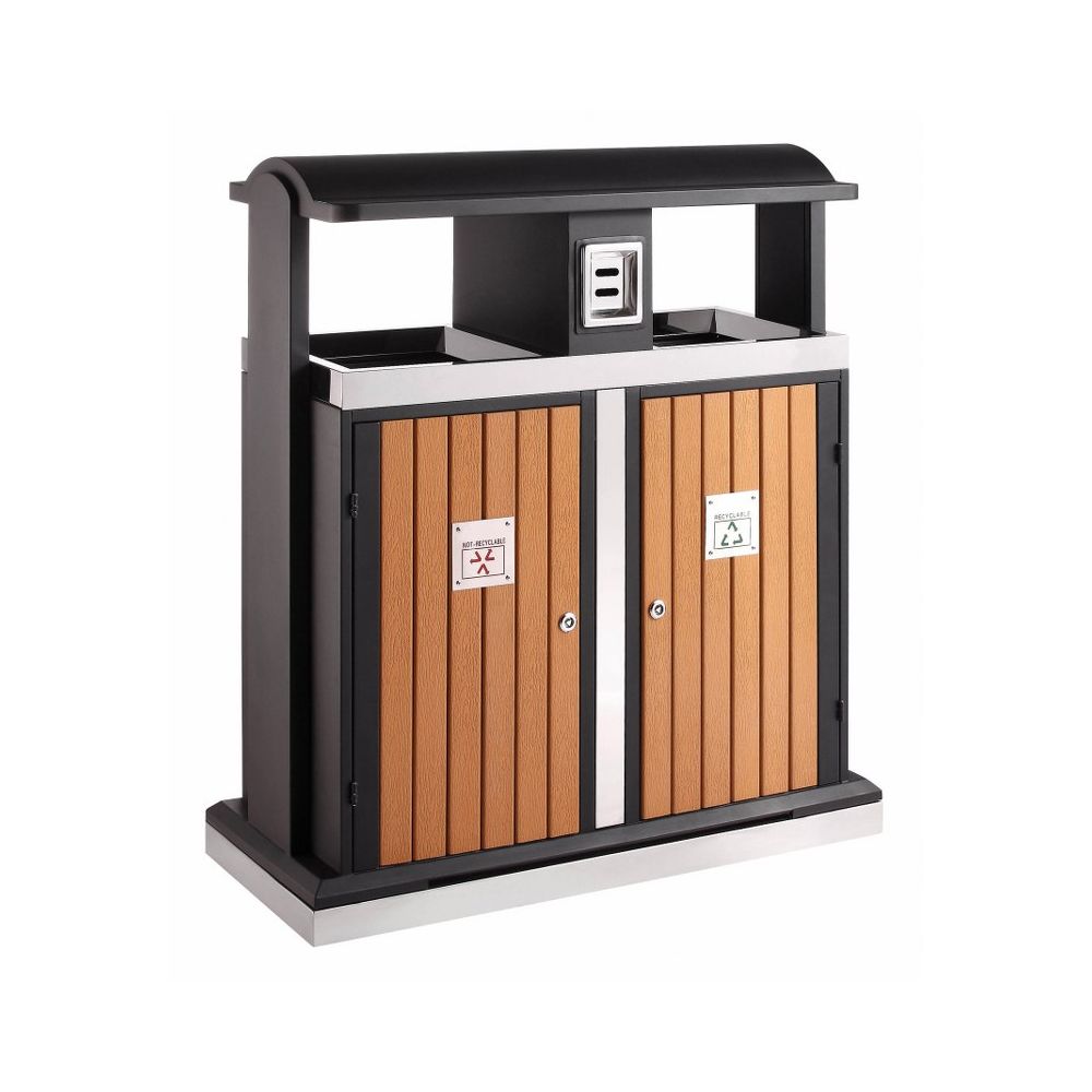 Buitenafvalbak afvalscheiding 2x50 - houtlook