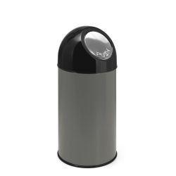Afvalbak met pushdeksel en binnenemmer 40 ltr - metallic/ zwart