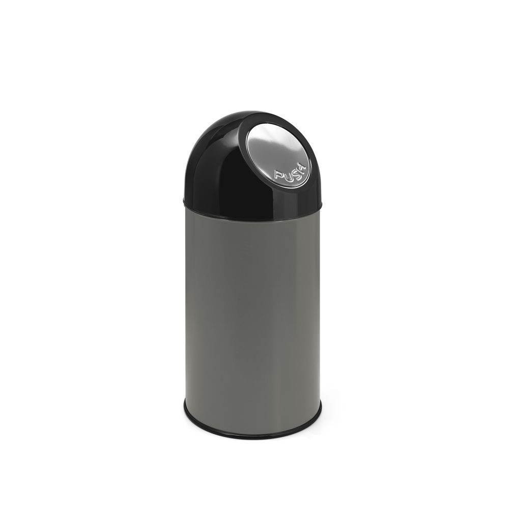 Afvalbak met pushdeksel en binnenemmer 40 ltr - metallic/ zwart