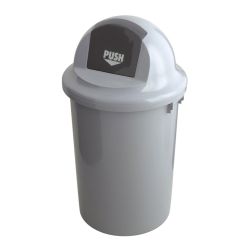 Kunststof afvalbak met klapdeksel, 60 ltr - grijs