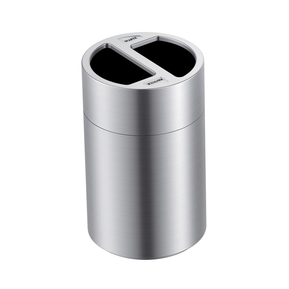 Recycling afvalbak grote capaciteit 2x60 ltr - aluminium
