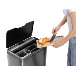 EKO Mirage Sensor Bin 20+20 ltr - mat RVS/zwart