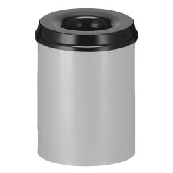 Vlamdovende papierbak 15 ltr - aluminiumgrijs/zwart