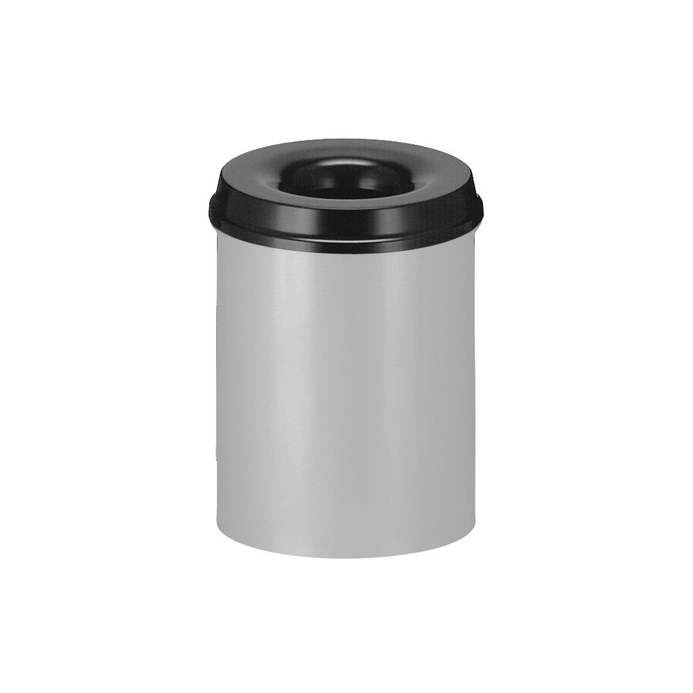 Vlamdovende papierbak 15 ltr - aluminiumgrijs/zwart