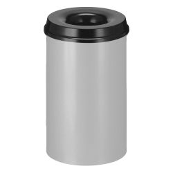 Vlamdovende papierbak 20 ltr - aluminiumgrijs/zwart