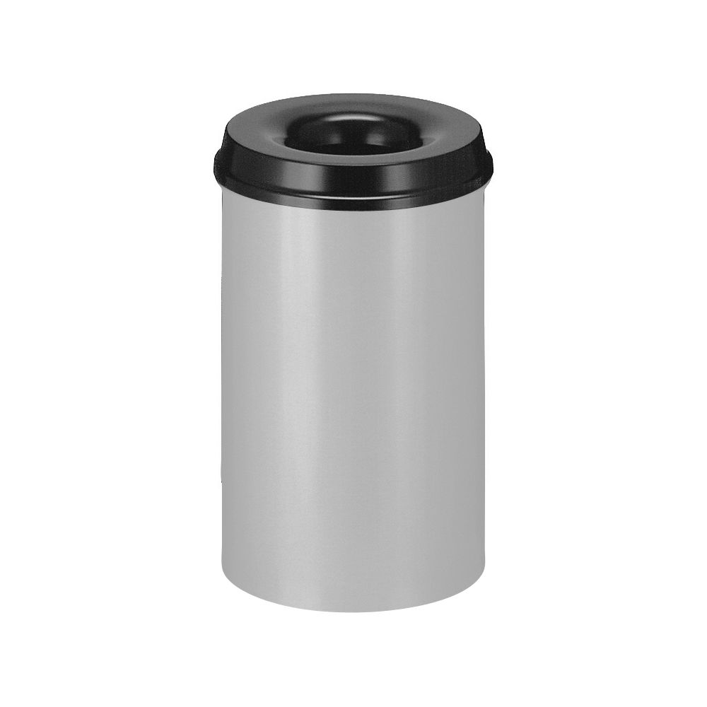 Vlamdovende papierbak 20 ltr - aluminiumgrijs/zwart