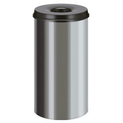 Vlamdovende papierbak RVS 50 ltr - RVS/ zwart