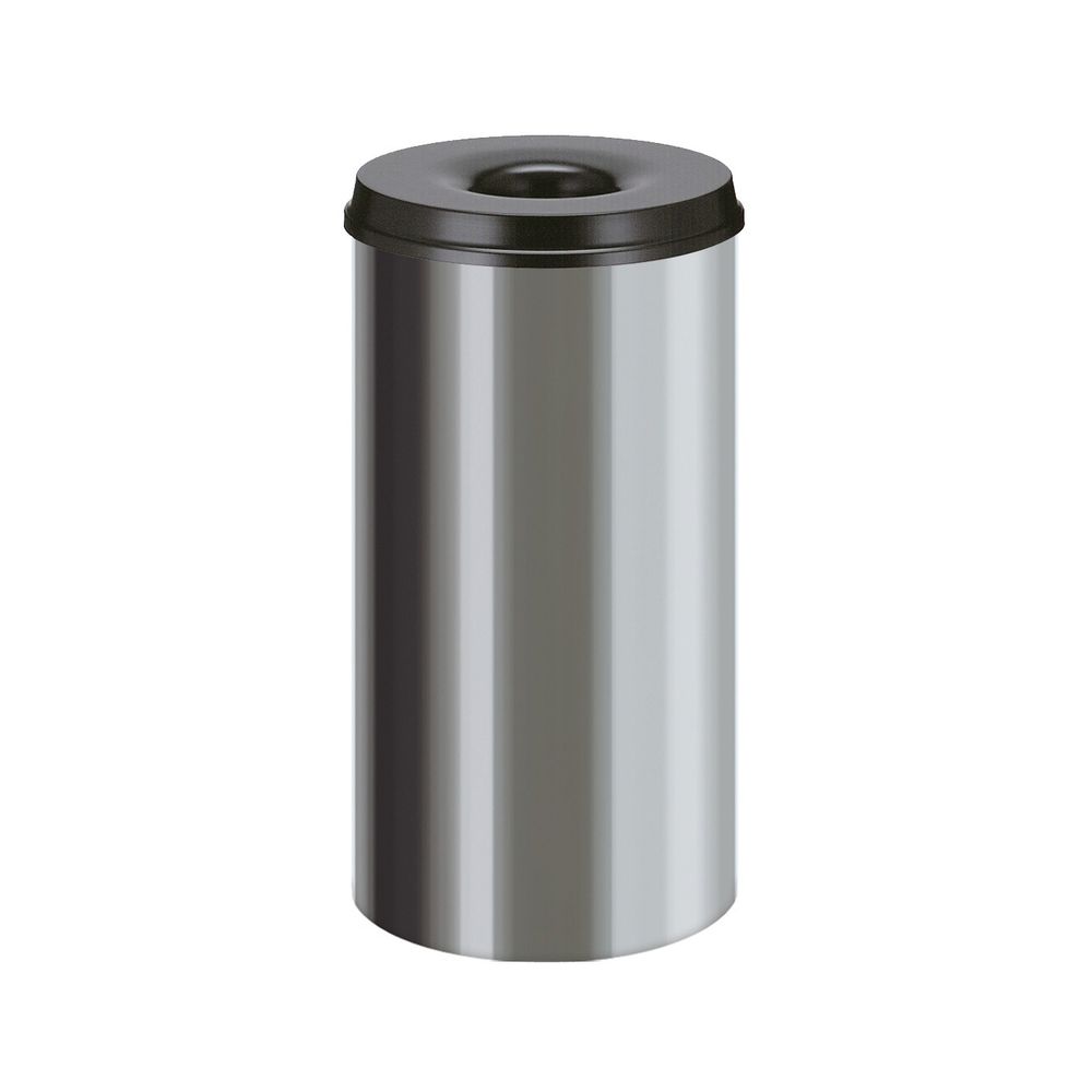 Vlamdovende papierbak RVS 50 ltr - RVS/ zwart