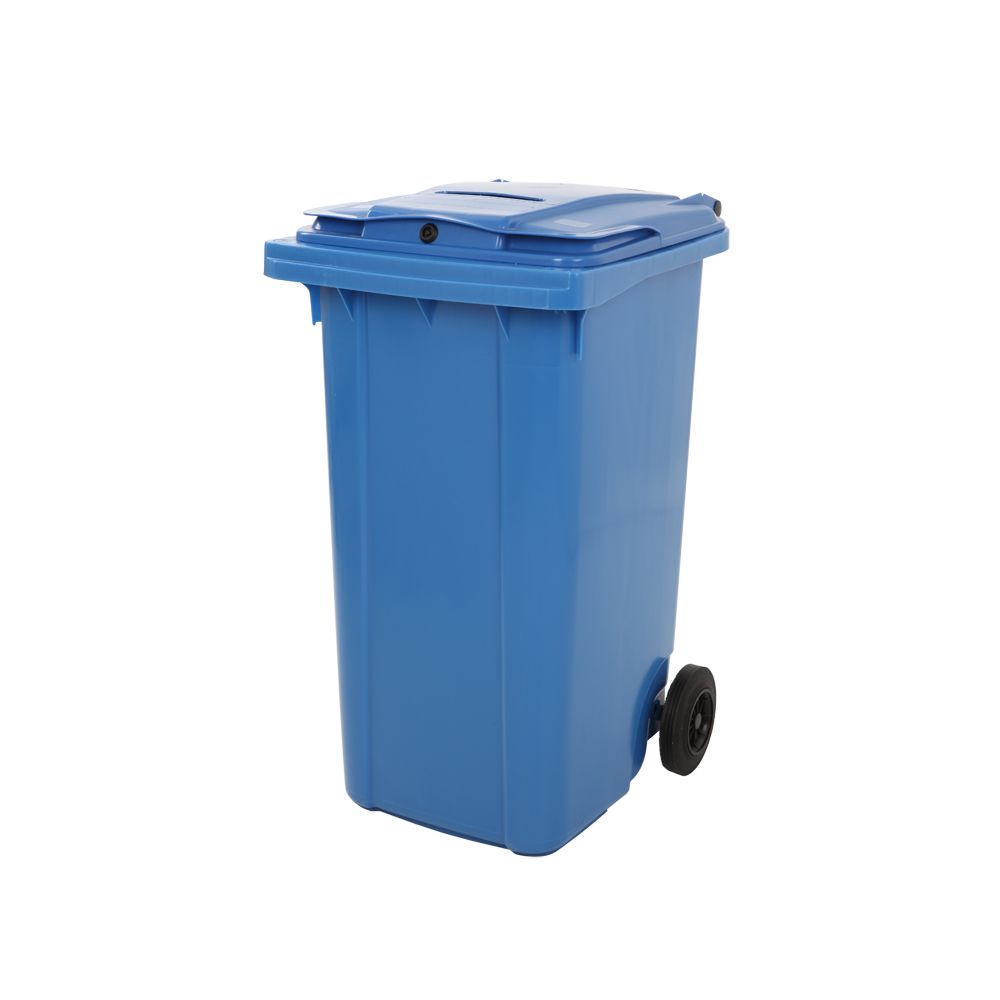Container met papiergleuf en slot - blauw