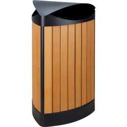 Driehoekige buitenafvalbak houtlook - zwart