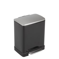 EKO Pedaalemmer E-Cube recycling 10+9 ltr - zwart/mat RVS