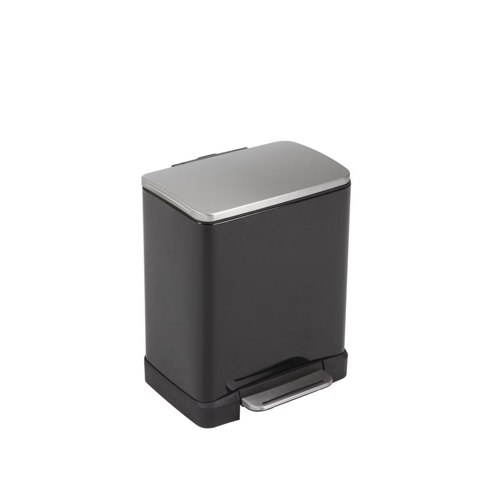 EKO Pedaalemmer E-Cube recycling 10+9 ltr - zwart/mat RVS