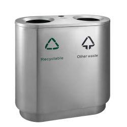 Recycling afvalbak indoor 2x41 ltr - mat RVS
