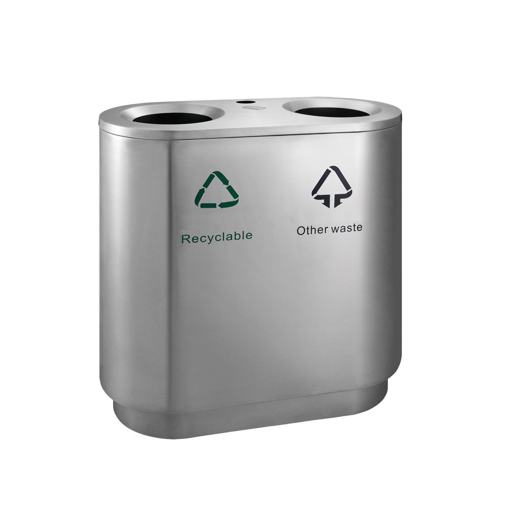 Recycling afvalbak indoor 2x41 ltr - mat RVS