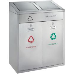 Recycling afvalbak outdoor 2x21 ltr - mat RVS