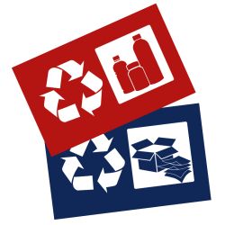 Stickerset afvalscheiding - blauw, rood