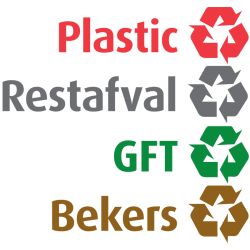 Recycling stickerset NL voor Carro - rood/ grijs/ groen/ geel