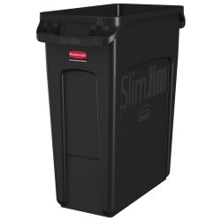 Rubbermaid Slim Jim met luchtsleuven 60 ltr - zwart