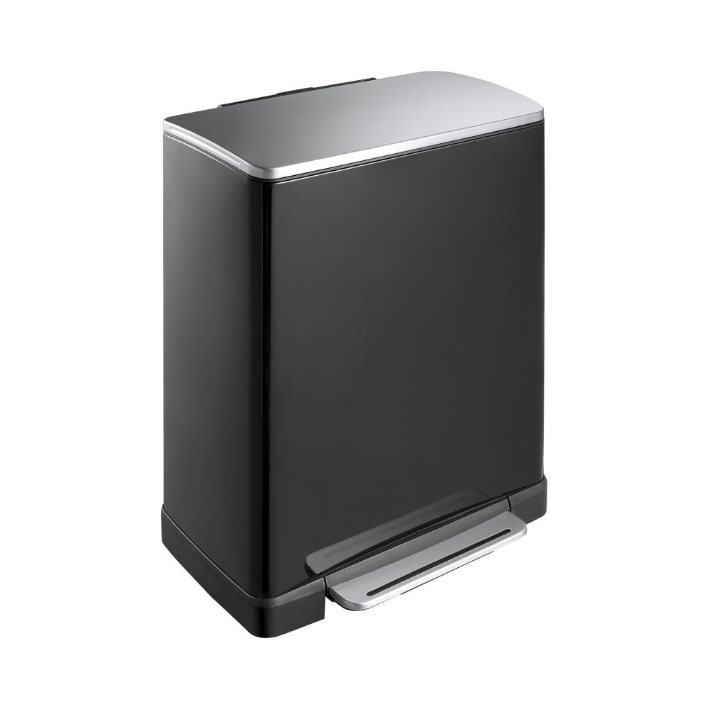 EKO Pedaalemmer E-Cube recycling 28+18 ltr - zwart/mat RVS
