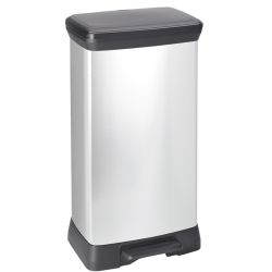 Rechthoekige pedaalemmer Decobin 50 ltr - zilver/zwart