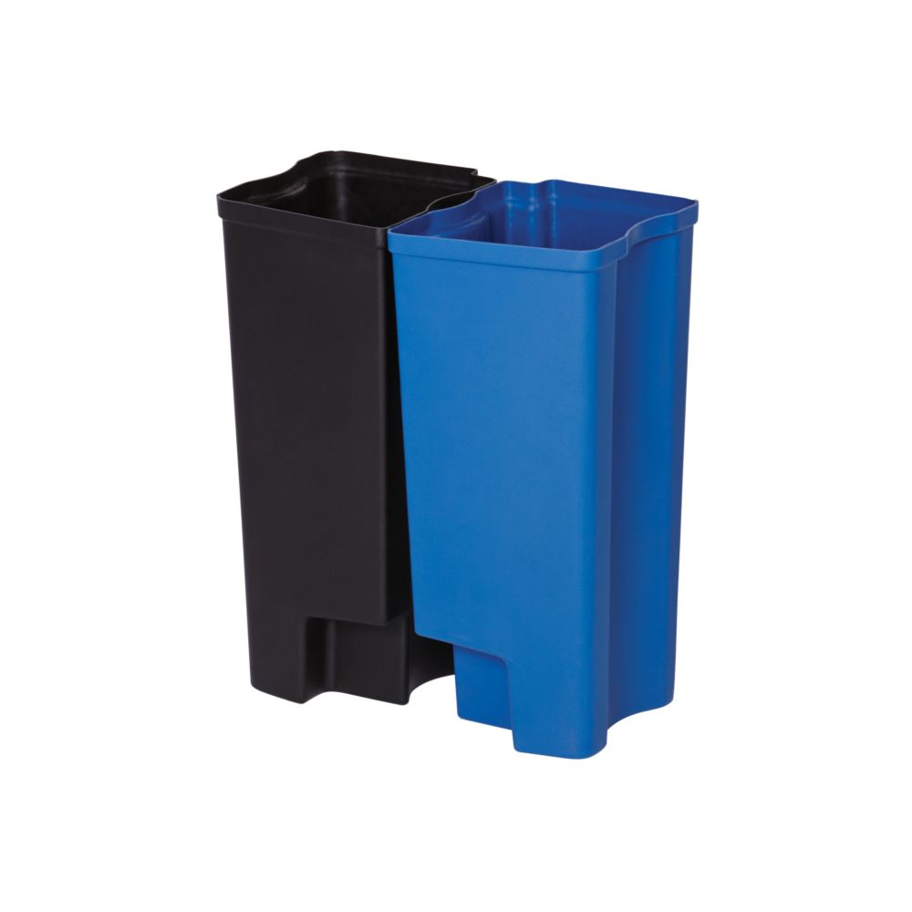 Rubbermaid Recycling binnenbakken 2x15 ltr Front Step kunststof - zwart/blauw
