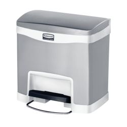 Rubbermaid Slim Jim Step On container Front Step RVS 15 ltr - mat RVS/wit