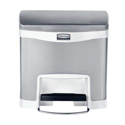 Rubbermaid Slim Jim Step On container Front Step RVS 15 ltr - mat RVS/wit