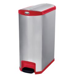 Rubbermaid Slim Jim Step On container End Step RVS 90 ltr - mat RVS/rood