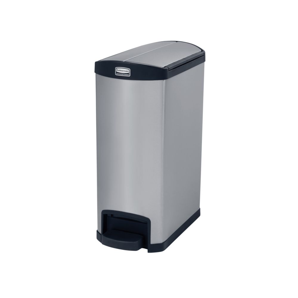 Rubbermaid Slim Jim Step On container End Step RVS 50 ltr - mat RVS/zwart