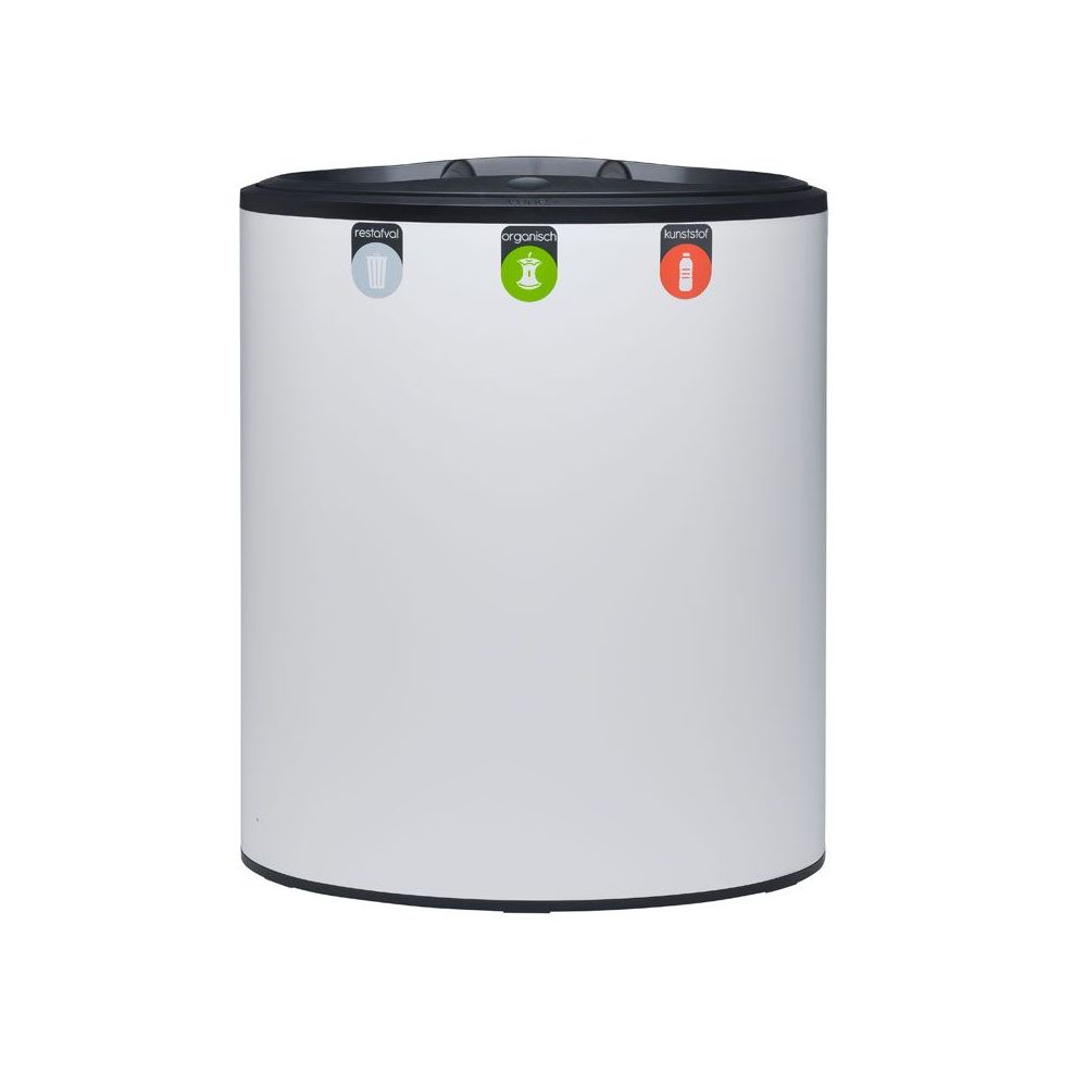 Lune Binc afvalbak 3-stromen met open deksel - wit