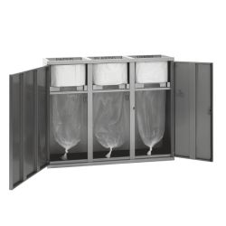 Janibell Afvalscheidingsstation 3x75,7 ltr - metallic zilver