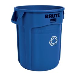 Rubbermaid ronde Brute container 75,7 ltr - blauw met recyclingsymbool