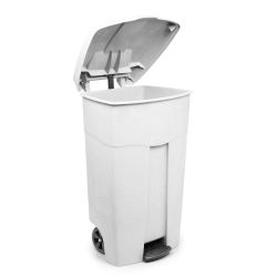 Verrijdbare container met pedaal 125 ltr - wit