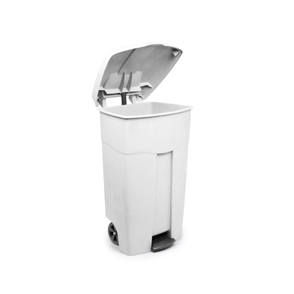 Verrijdbare container met pedaal 125 ltr - wit
