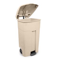 Verrijdbare container met pedaal 125 ltr - creme
