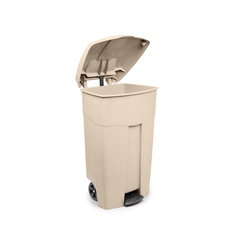 Verrijdbare container met pedaal 125 ltr - creme
