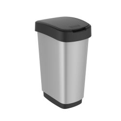 Afvalbak Twist 50 ltr - zilver/zwart