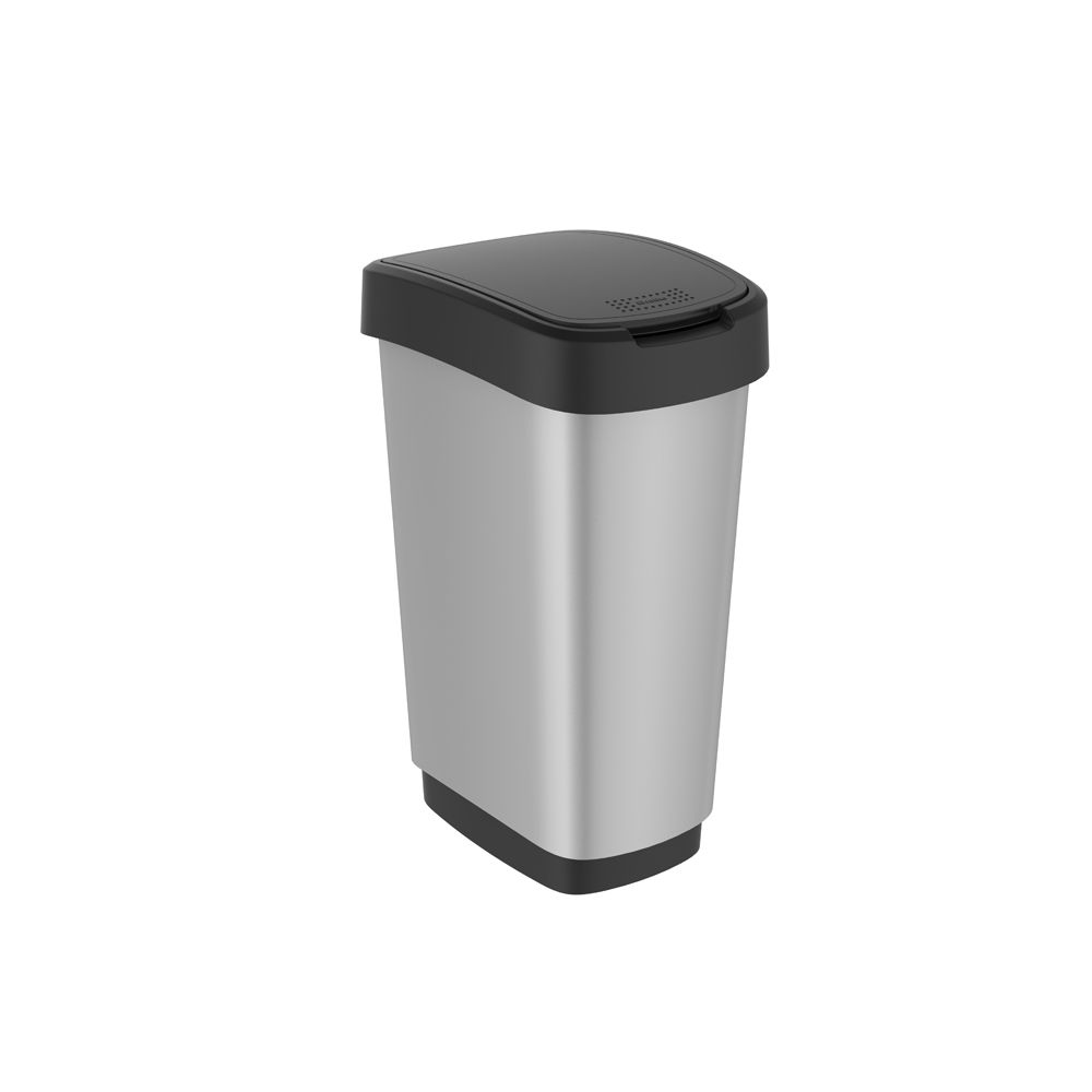 Afvalbak Twist 50 ltr - zilver/zwart