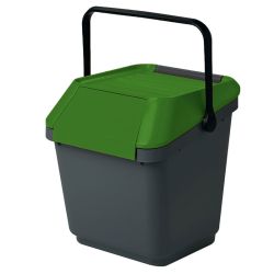 Stapelbare afvalbak Easymax 35 ltr grijs - groen