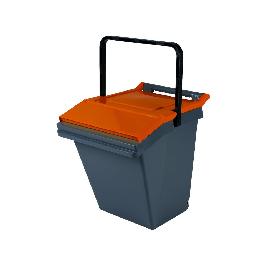 Stapelbare afvalbak Easytech 40 ltr - grijs/oranje