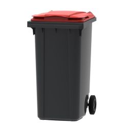Mini-container 240 ltr grijs - rood