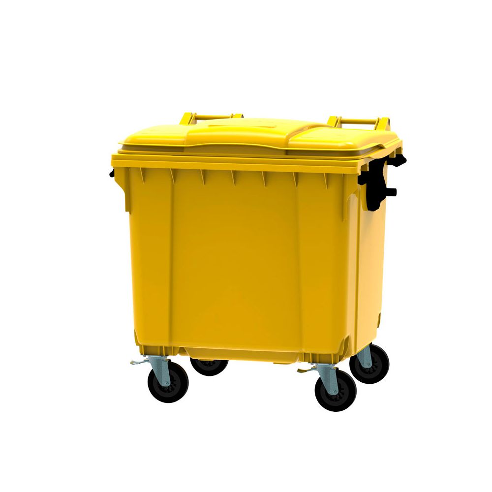 Afvalcontainer 1100 ltr vlak deksel - geel